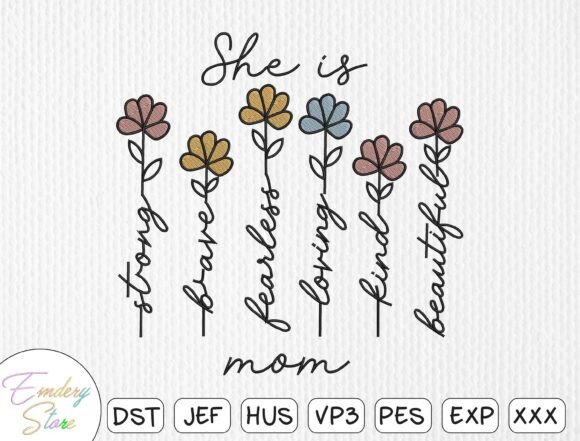 Review: She is Mom Embroidery Design for Gifts